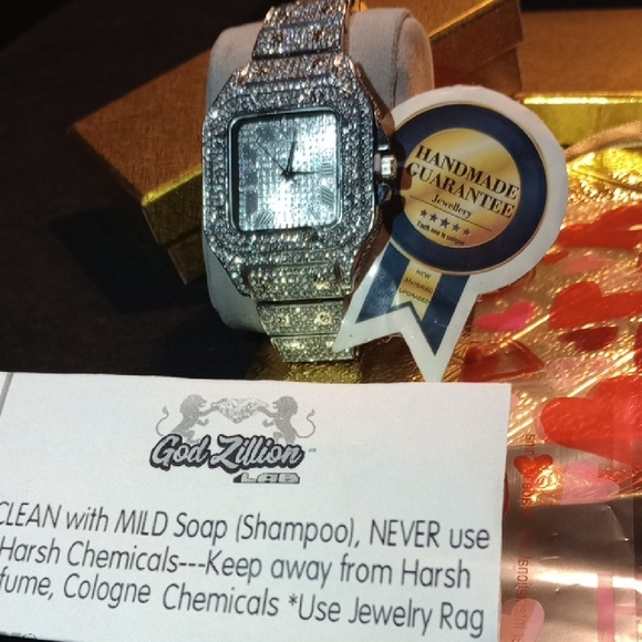 God Zillion Silver Diamond Watch Celebrity Jewelry. Resizable Links